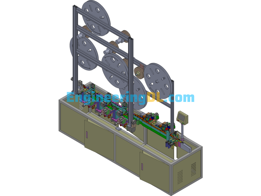 USB_5P Automatic Plug-End Machine SolidWorks, 3D Exported Free Download