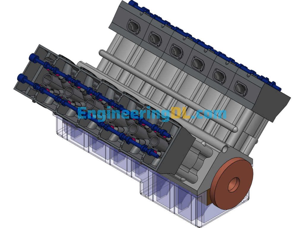 V12 Engine 3D Model SolidWorks, 3D Exported Free Download