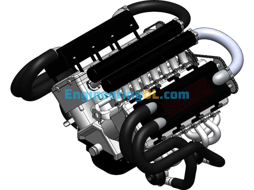 W Type 16-Cylinder Direct Injection Engine [Complete Internal Structure W16 Engine] SolidWorks Free Download