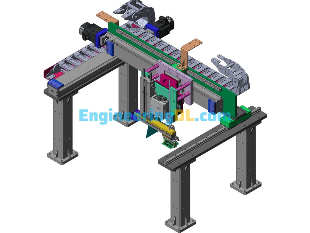 XY Inspection Handling Mechanism (SolidWorks, CreoProE), 3D Exported Free Download