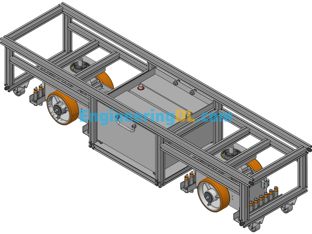 An AGV Cart With Aluminum Frame Structure SolidWorks, 3D Exported Free Download
