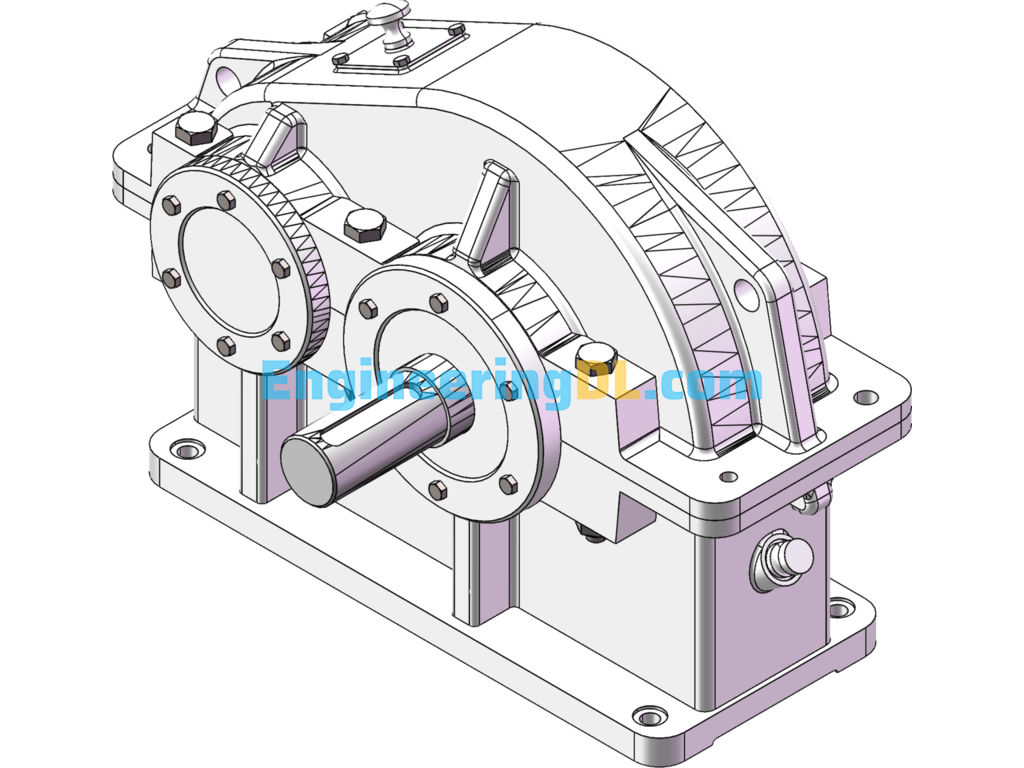 One-Stage Cylindrical Straight Gear Reducer Design SolidWorks, AutoCAD, 3D Exported Free Download