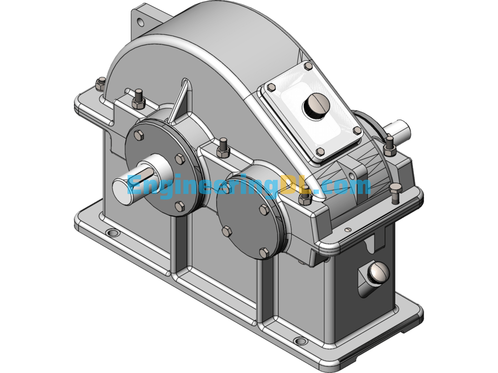 One-Stage Cylindrical Gear Reducer 3D Exported Free Download