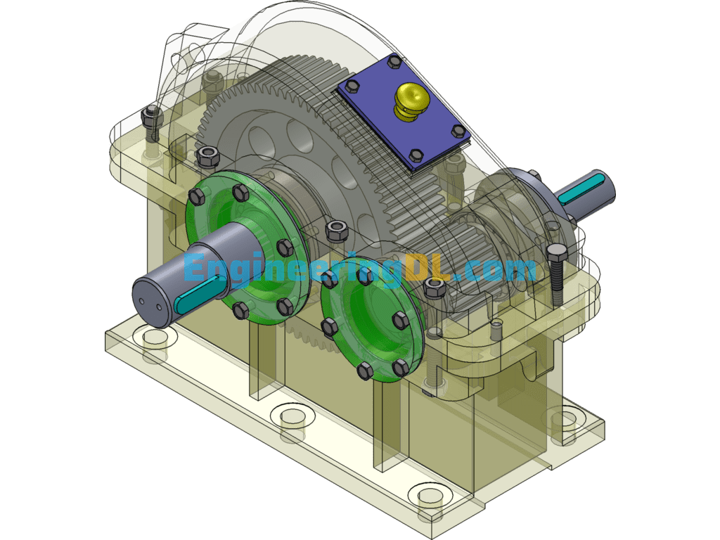 One-Stage Straight Cylindrical Gear Reducer Fully Parameterized SolidWorks Free Download