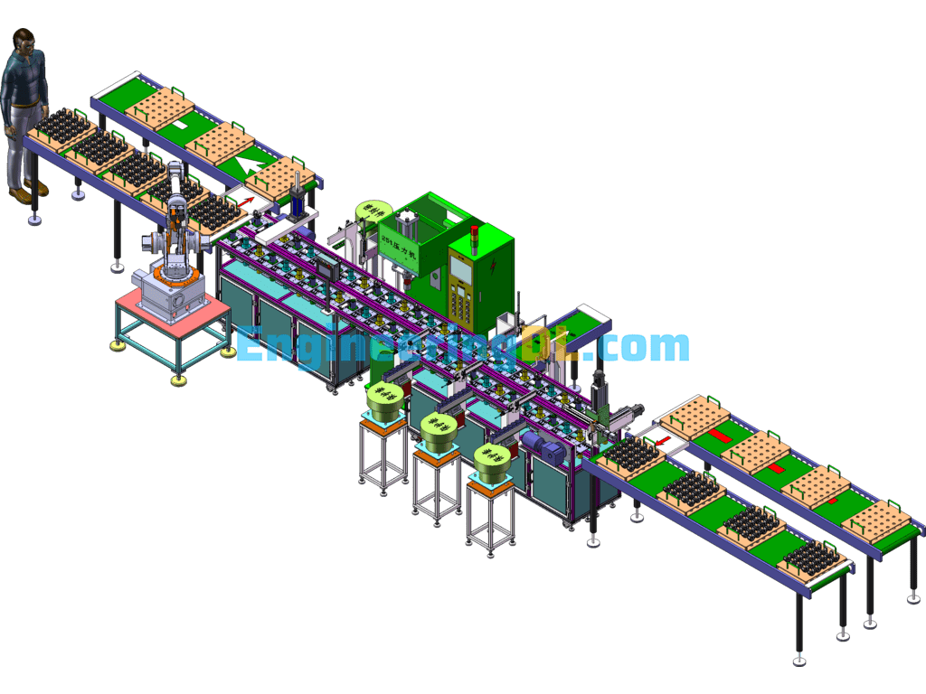 Universal Joint Production Line SolidWorks, 3D Exported Free Download