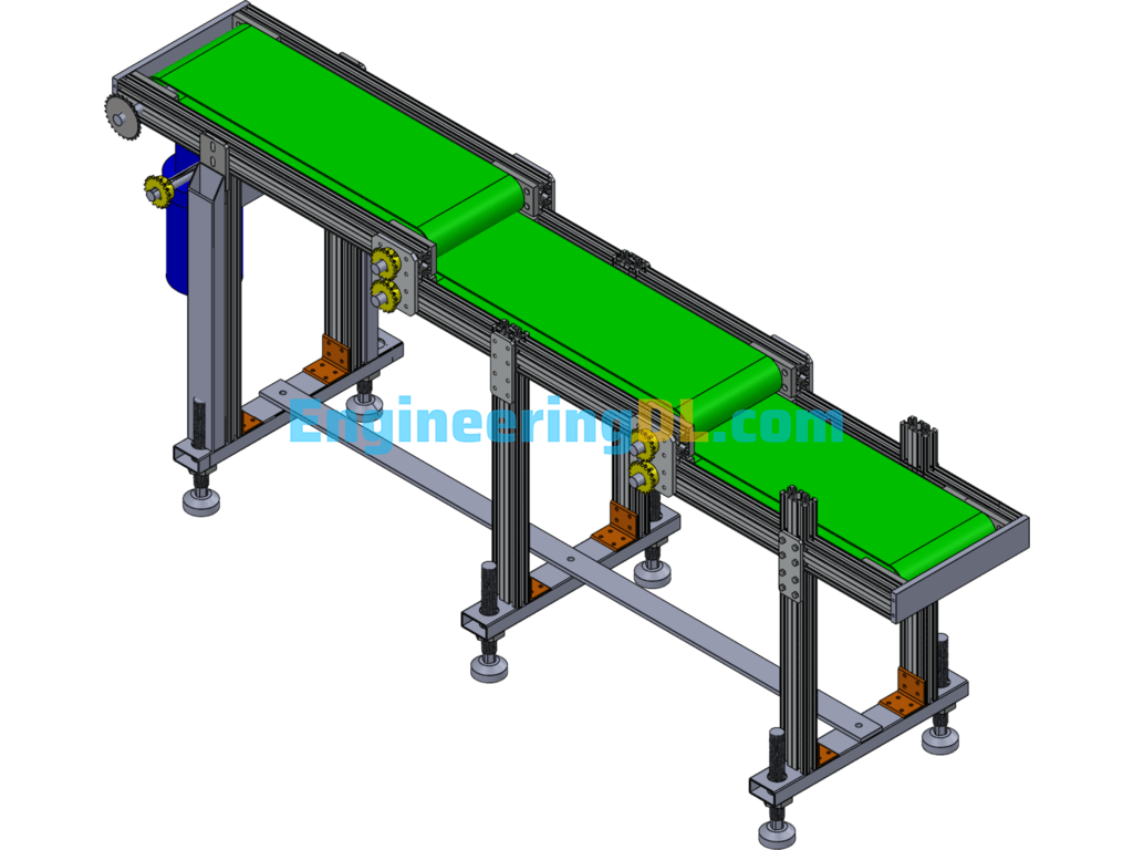 Three Layer Belt Conveyor SolidWorks, 3D Exported Free Download