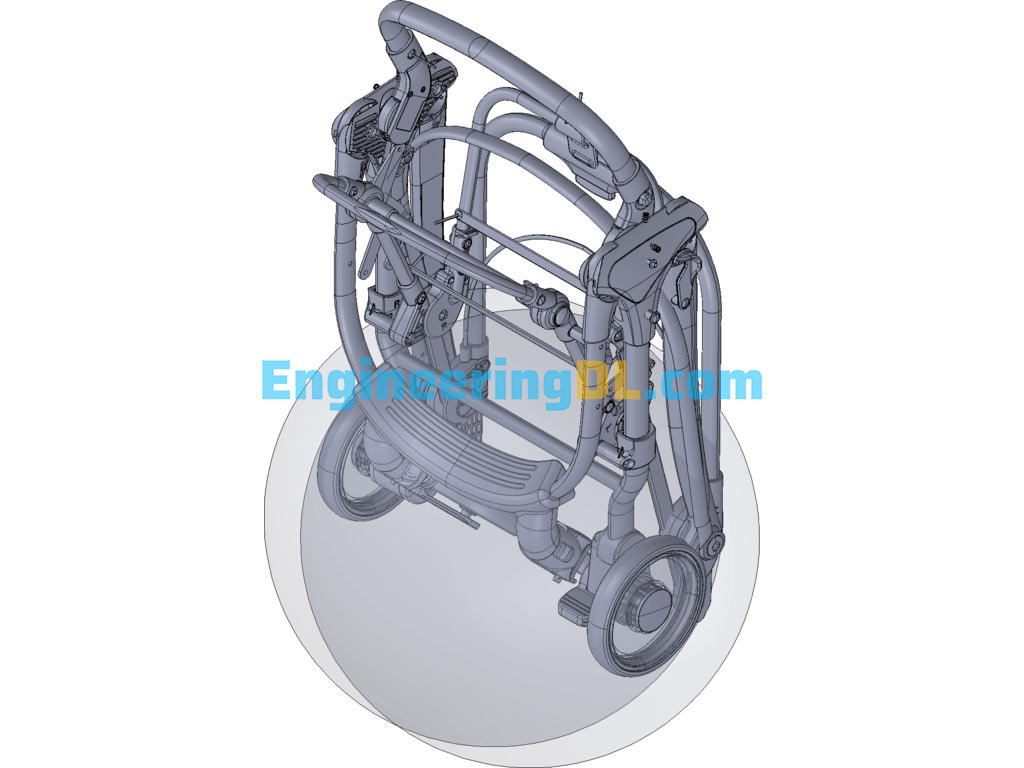 Three Folding Children's Lightweight Stroller 3D Exported Free Download