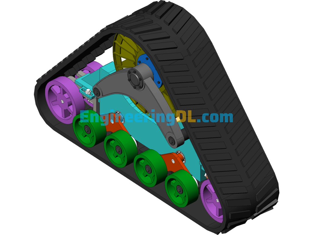 Triangular Rubber Track Wheel Design Drawing SolidWorks Free Download
