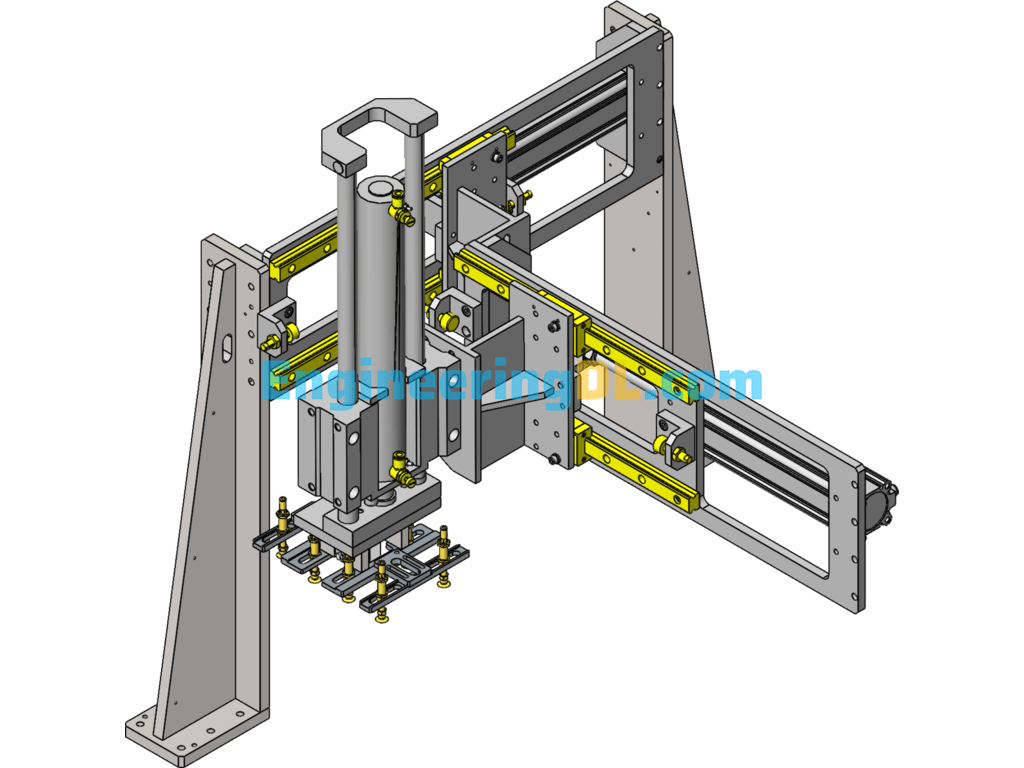 Three Axis Manipulator With Suction Cup SolidWorks, 3D Exported Free Download