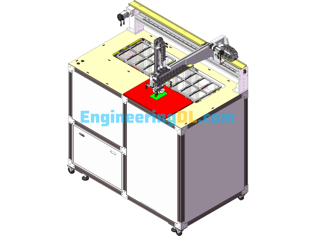 Three Axis Robot Automatic Feeding And Receiving Equipment SolidWorks, 3D Exported Free Download