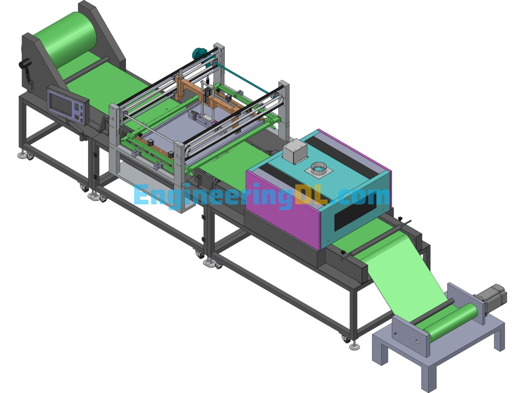 Screen Printing Machine-Single Cutter Screw Back And Forth Moving Type (CreoProE), 3D Exported Free Download