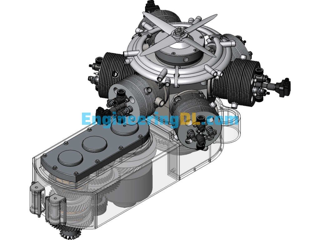 Two-Shaft Drive Star Engine SolidWorks Free Download
