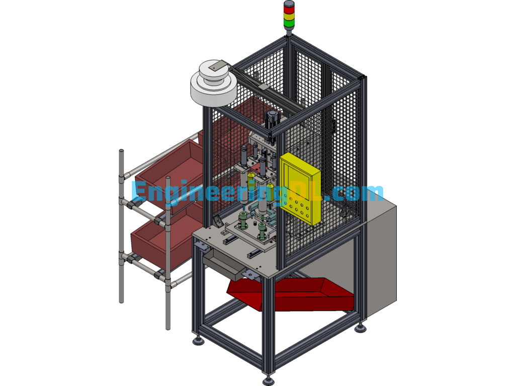 Two-Axis Automatic Pin Oiling And Press Fitting Machine SolidWorks, 3D Exported Free Download