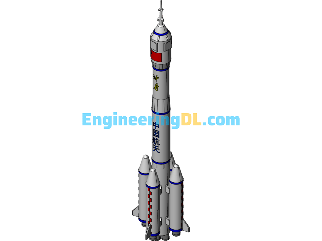 China Shenzhou Spacecraft, Long March 2F Manned Launch Vehicle SolidWorks, 3D Exported Free Download