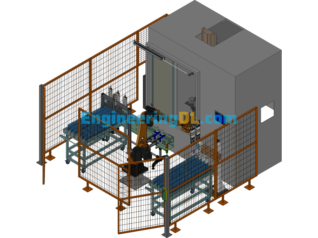 Medium Frequency Quenching Robot Automatic Loading And Unloading Marking Workstation SolidWorks Free Download