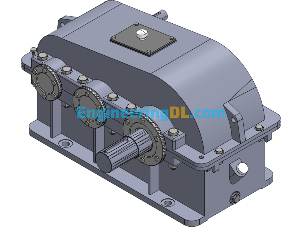 Two-Stage Straight Cylindrical Gear Reducer SolidWorks Free Download