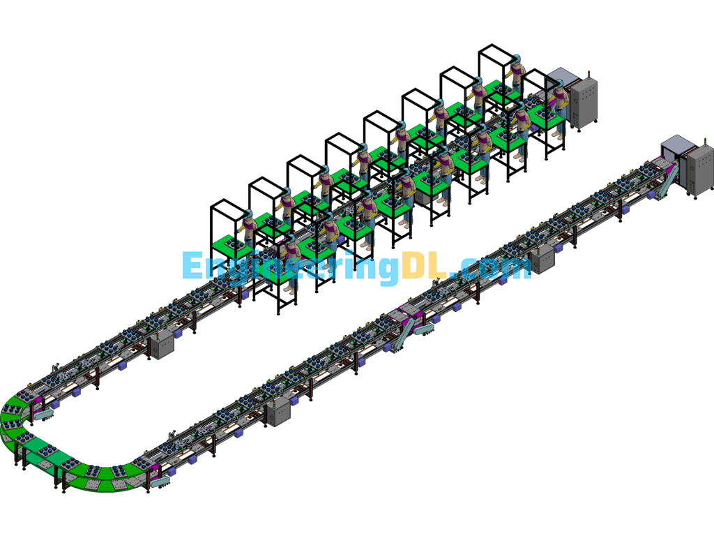 Product Assembly Multiplier Chain Assembly Line 3D Exported Free Download