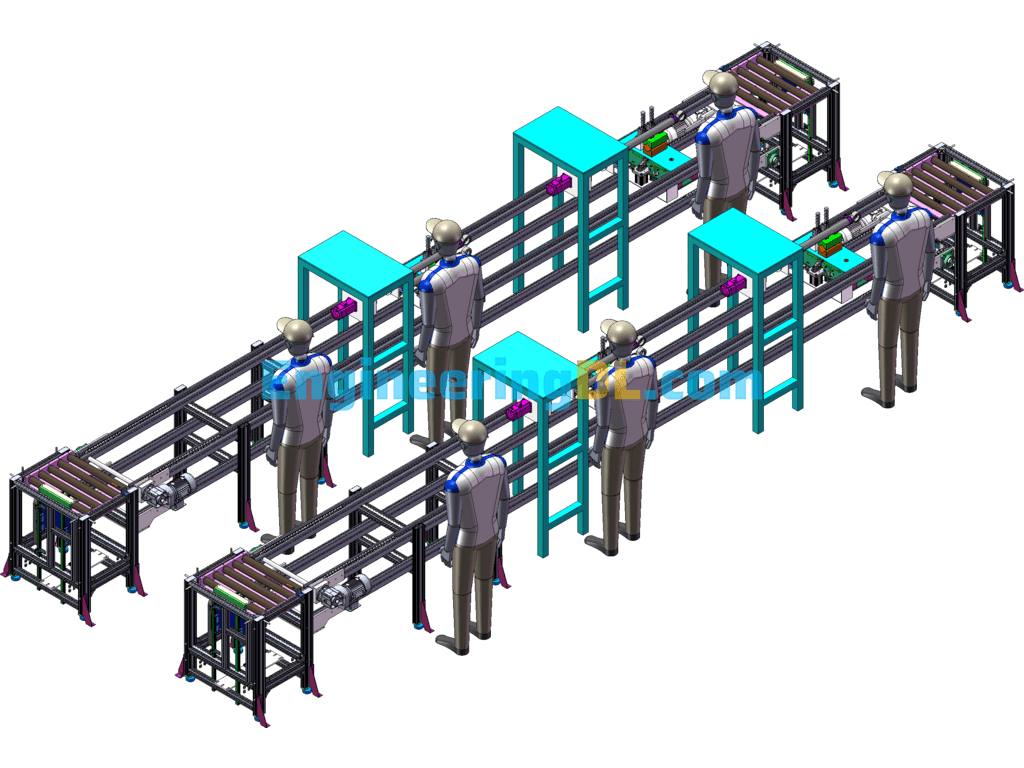 Timespeed Chain Jacking Tie Bar Rotary Assembly Line SolidWorks, 3D Exported Free Download