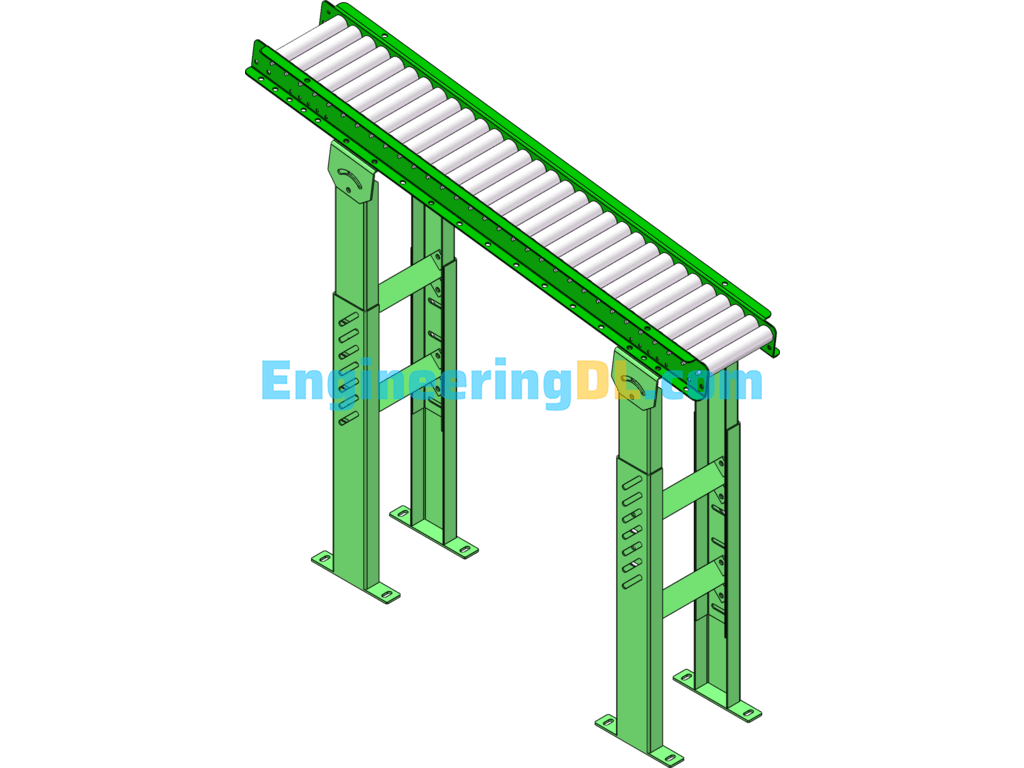Inclination Angle Non-Powered Conveyor SolidWorks, 3D Exported Free Download