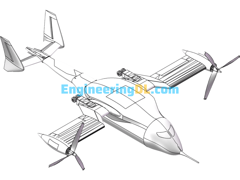 Tilt-Rotor UAV Design Model SolidWorks, 3D Exported Free Download