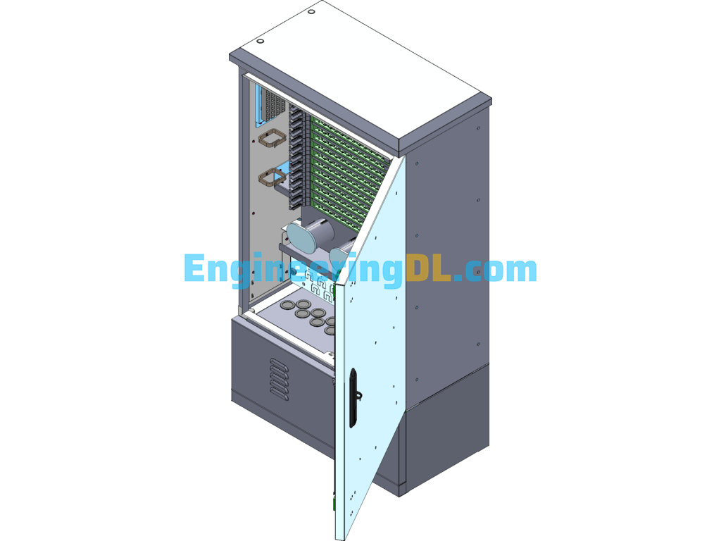 Fiber Optic Cable Transfer Box Details 144-Core Stainless Steel Optical Transfer Box SolidWorks, AutoCAD Free Download