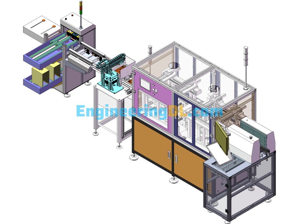 Fully Automatic PCB Dispensing And Testing Automatic Assembly Line With Loading And Unloading Mechanism SolidWorks Free Download