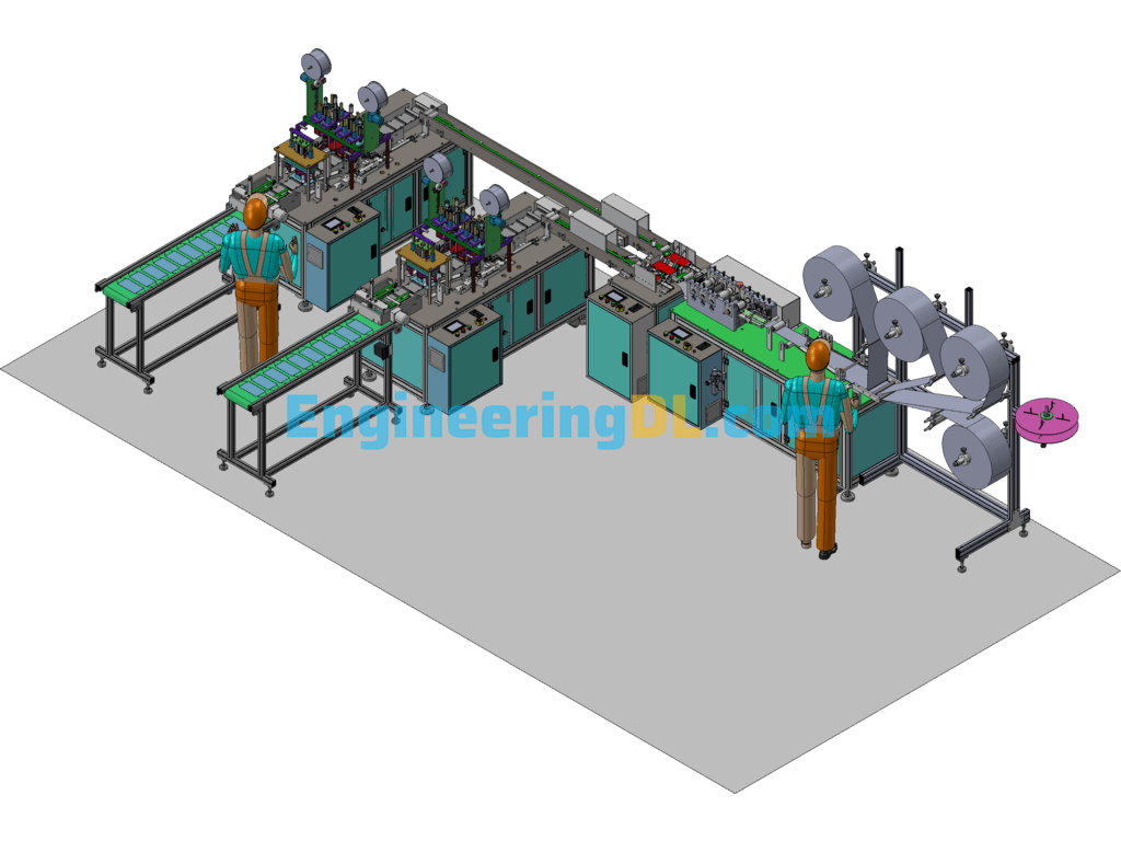 Automatic One-Two Flat Mask Machine (3D Supplement) 3D Exported Free Download