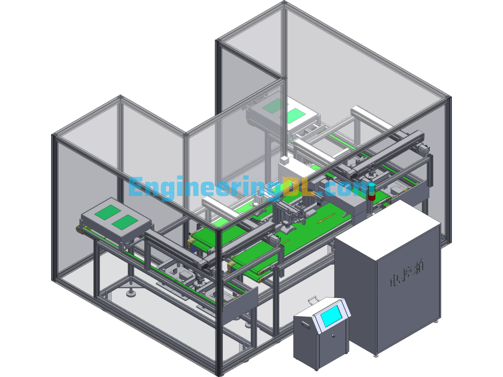 Automatic Loading And Unloading Tray Spray Code Sweeping Machine SolidWorks, 3D Exported Free Download