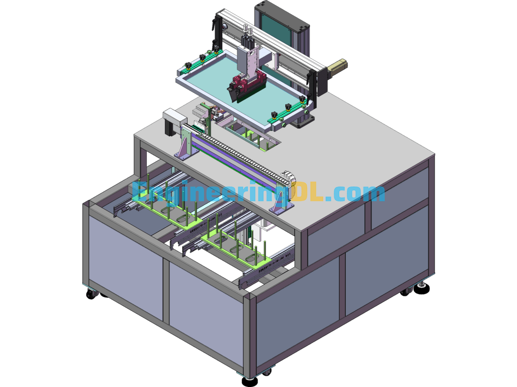 Automatic Screen Printing Equipment SolidWorks, 3D Exported Free Download
