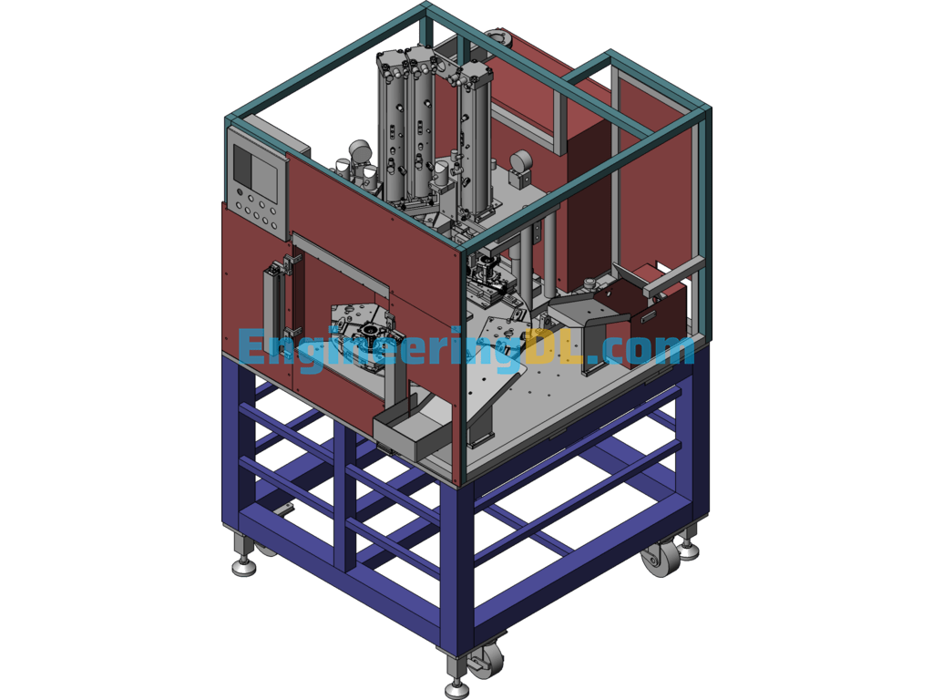 Automatic Six-Station Riveting Machine SolidWorks, 3D Exported Free Download