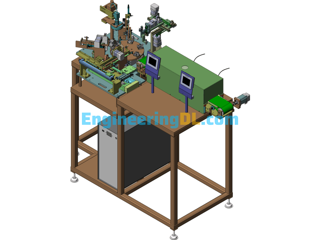 Automatic Six-Station Electronic Component Testing Equipment SolidWorks, 3D Exported Free Download