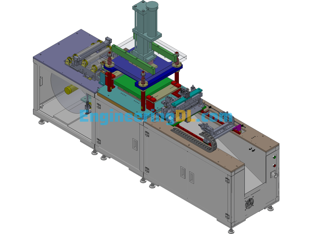 Automatic Film Punching Machine, Liquid Lithium-Ion Battery Aluminum-Plastic Film Forming And Cutting Machine SolidWorks, 3D Exported Free Download
