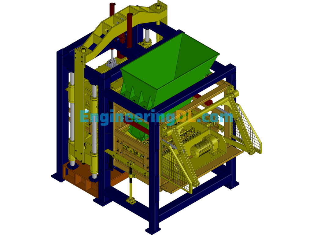 Automatic Brick Making Machinery, Complete Brick Making Industrial Equipment SolidWorks, 3D Exported Free Download