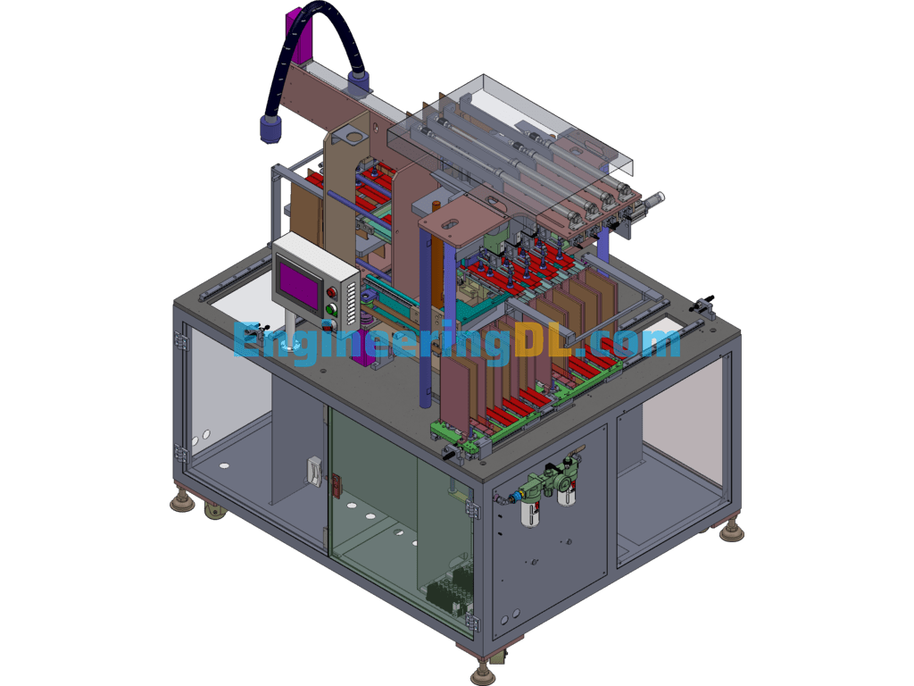 Automatic Double-Station Cutting Machine, Battery Equipment Factory Pole Cutting Machine SolidWorks Free Download