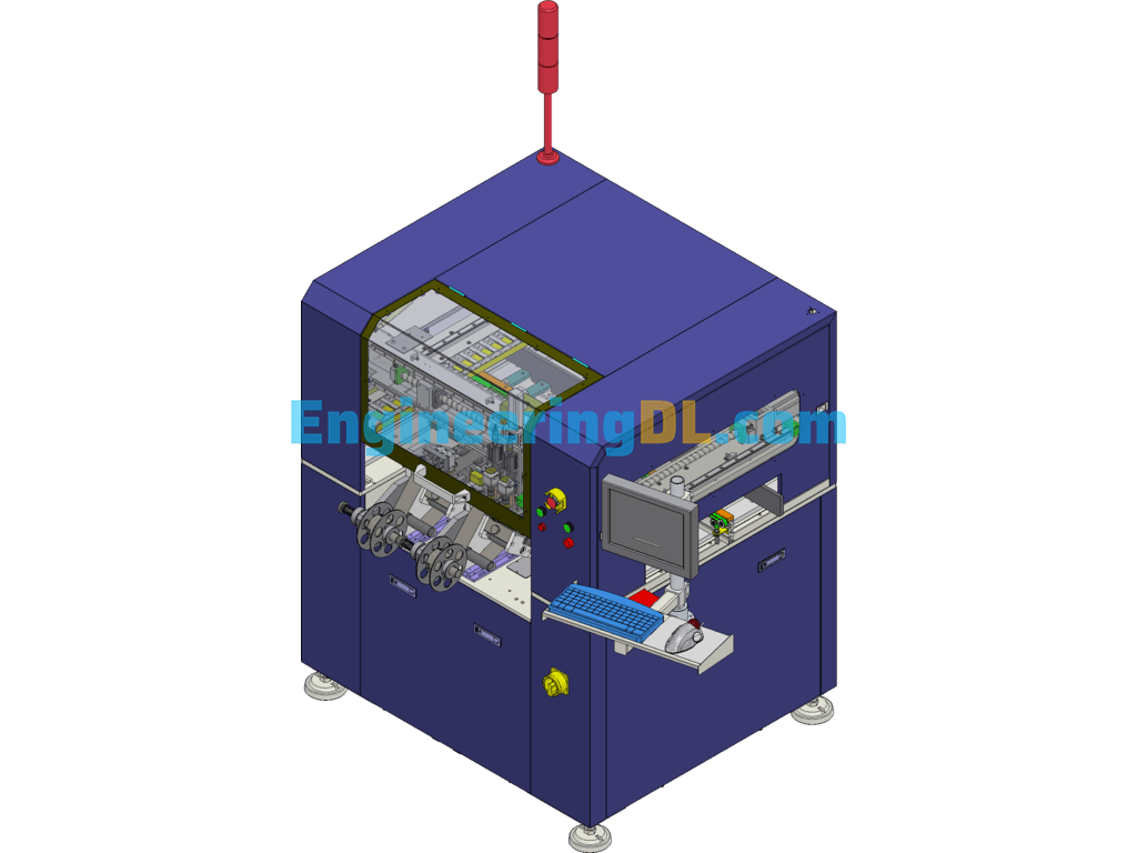 Automatic Online Barcode Labeling Equipment SolidWorks, 3D Exported Free Download