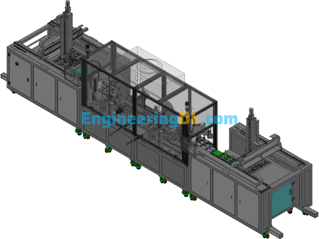 Automatic Cell Phone Film Line SolidWorks, 3D Exported Free Download