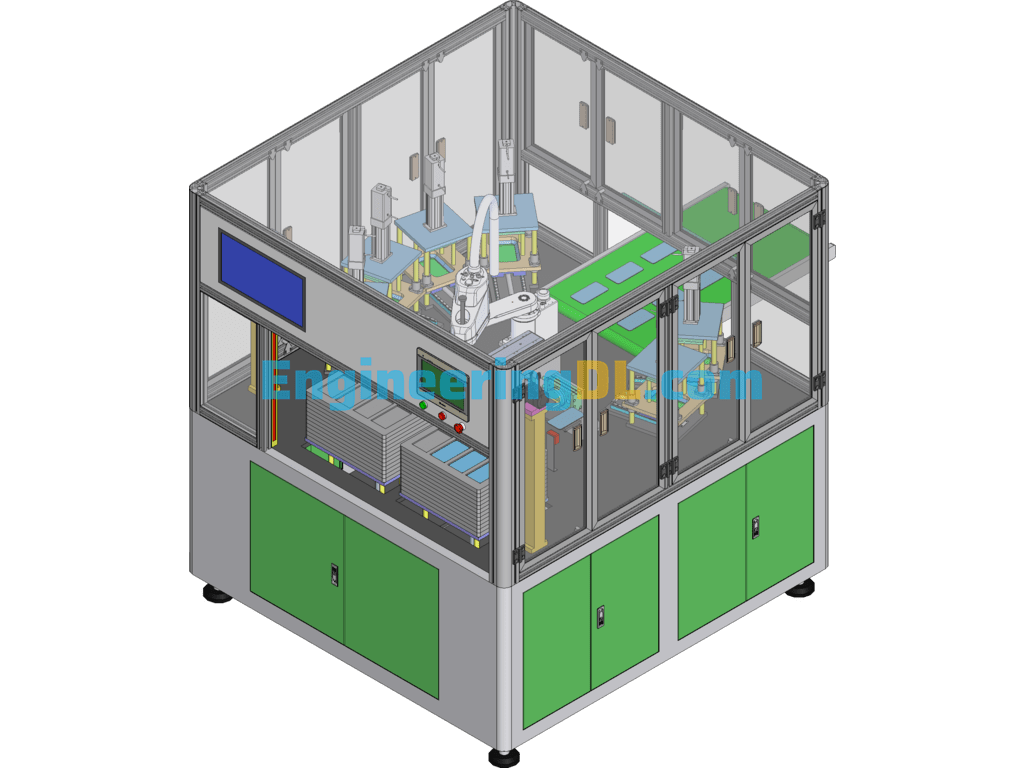 Automatic Air-Tightness Testing Equipment, Testing The Sealing Of Cell Phone CG Glass Module SolidWorks Free Download