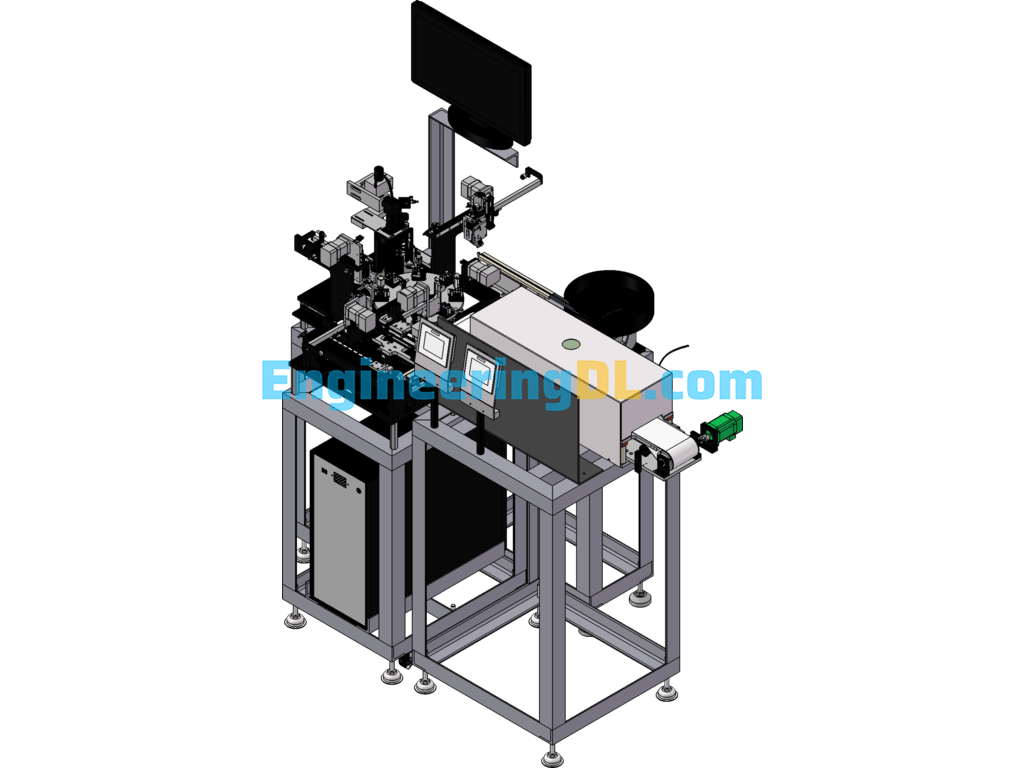 Automatic Inductor Assembly And Welding Dispensing Machine SolidWorks, 3D Exported Free Download