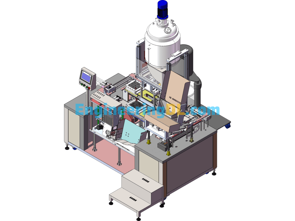 Automatic Tube Loading And Gluing Machine - Original Design SolidWorks Free Download
