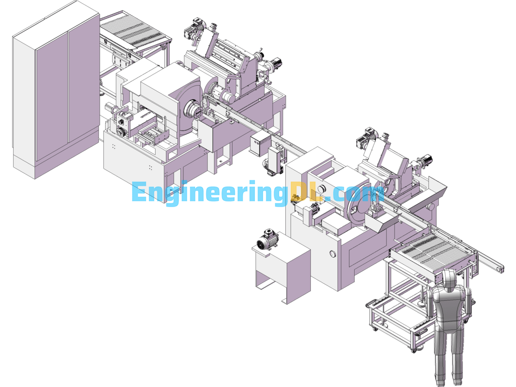 Automatic Feeding System Grinding Line SolidWorks, 3D Exported Free Download