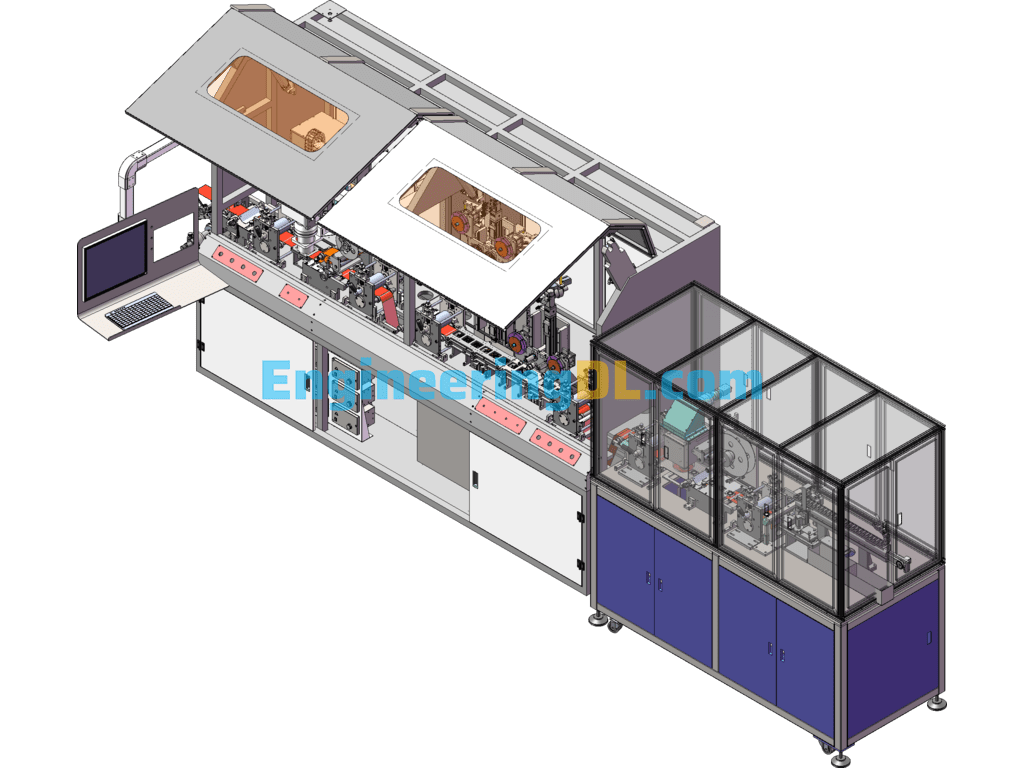 Automatic Copper Film Signal Line Cutting And Testing Automatic Production Line SolidWorks, 3D Exported Free Download