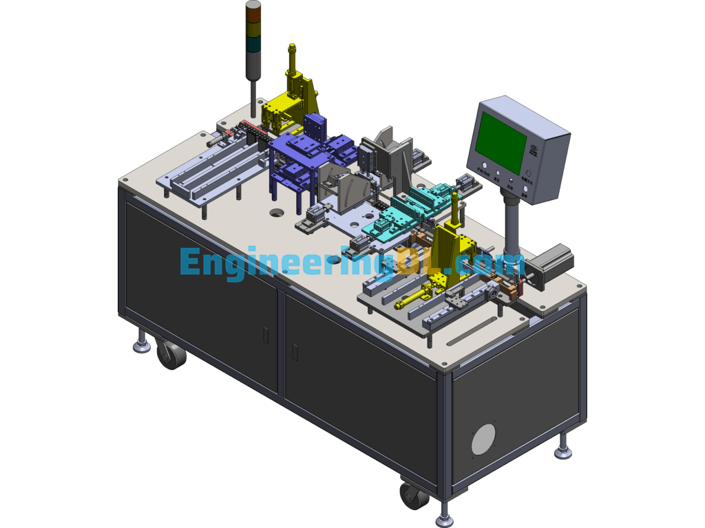 Automatic Lithium Battery Pole Ear Bending And Capping Machine SolidWorks, 3D Exported Free Download