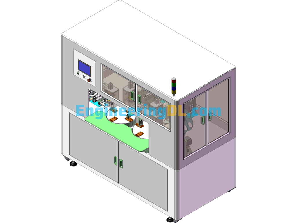 Six-Station Double Rotary Table Labeling Aluminum Foil Mechanical Equipment - Automatic Labeling Machine SolidWorks, 3D Exported Free Download
