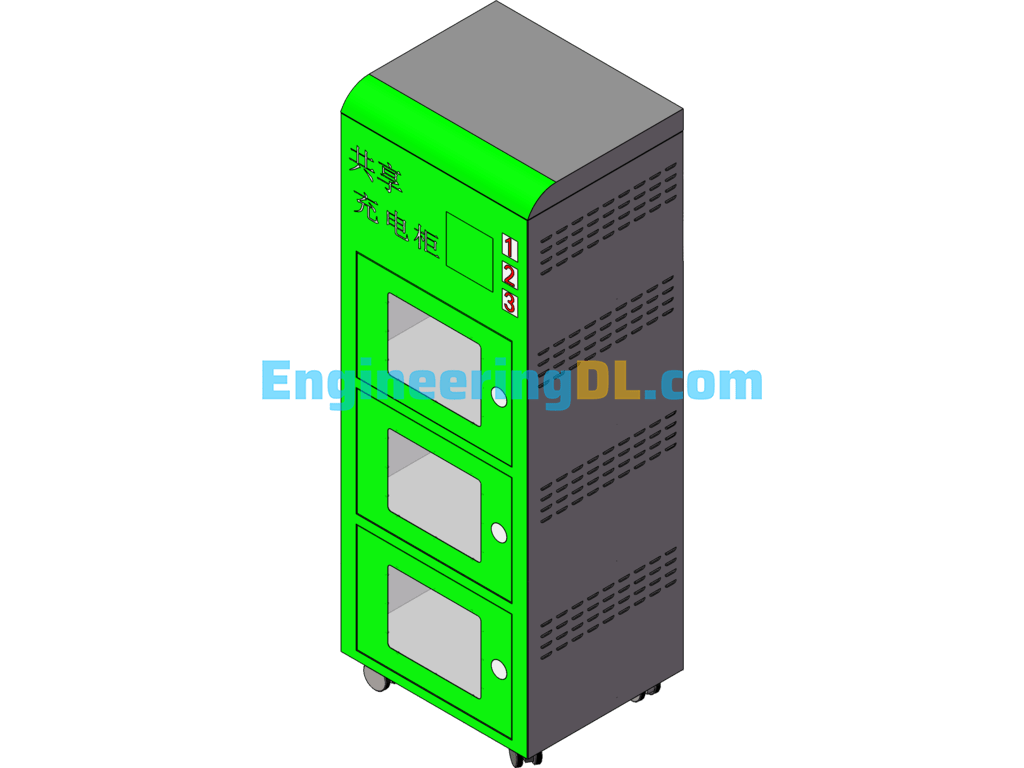 Shared Charging Cabinet SolidWorks, 3D Exported Free Download