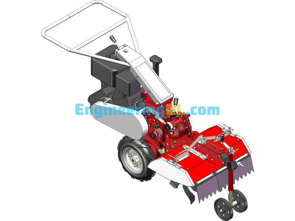 Agricultural Tiller Double Wheel Tiller SolidWorks Free Download