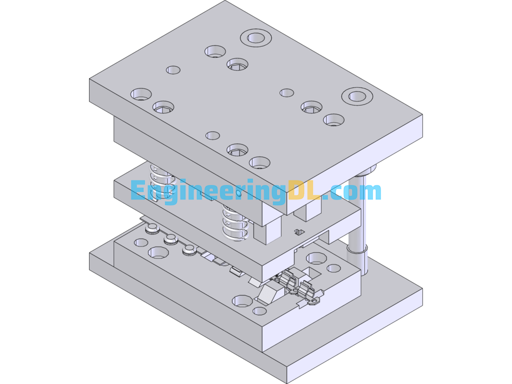 Continuous Die For Stamping And Bending SolidWorks, AutoCAD Free Download