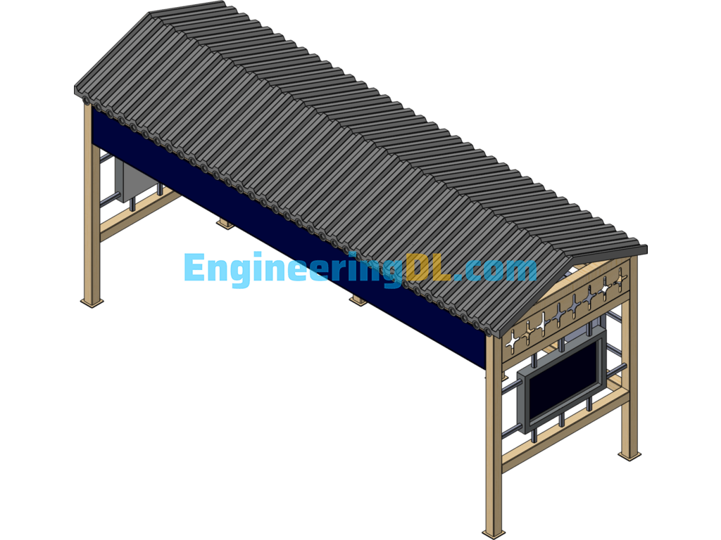 Gazebo-Style Roof Structure SolidWorks, 3D Exported Free Download