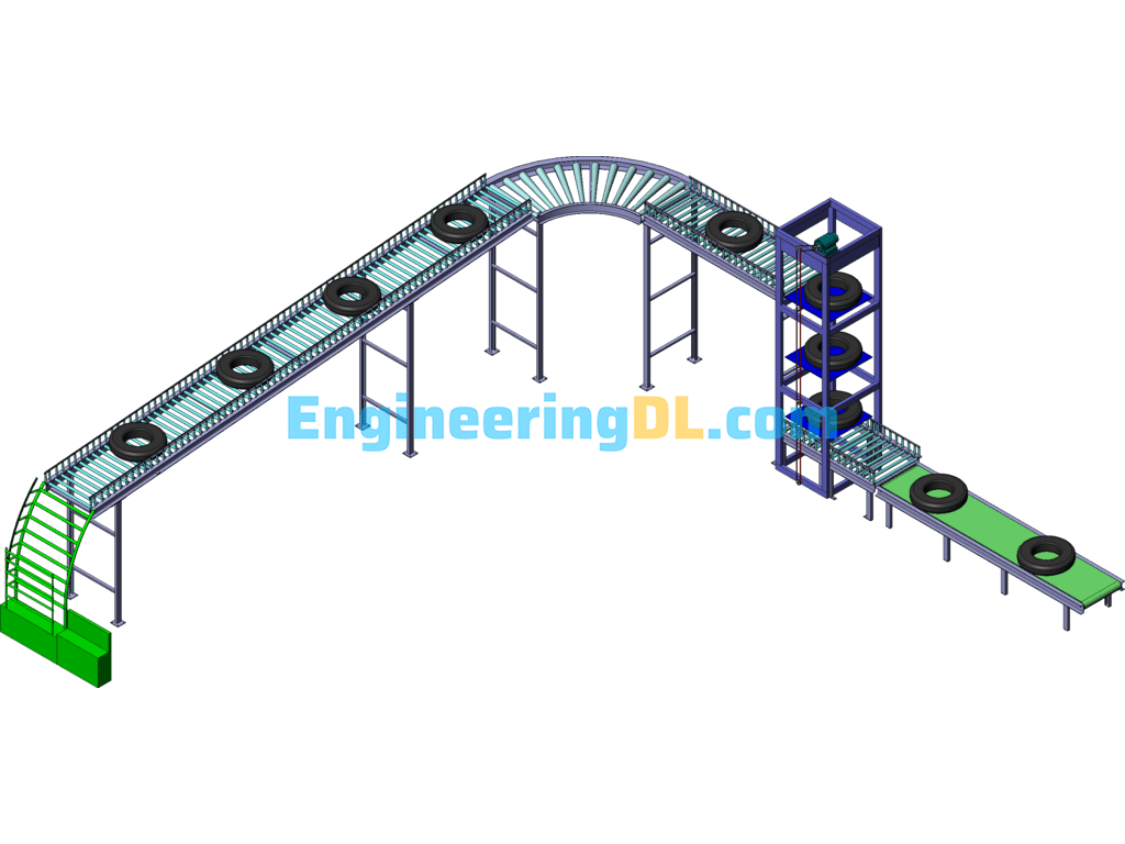 Layered Rolling Stick Conveyor SolidWorks Free Download