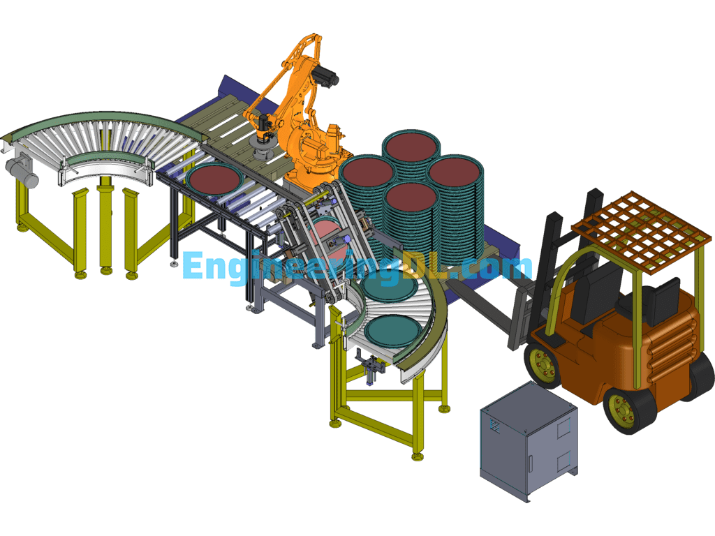 Robotics For Barrel Making Line With Automatic Depalletizing Of Barrel Lids On Line Workstation SolidWorks Free Download