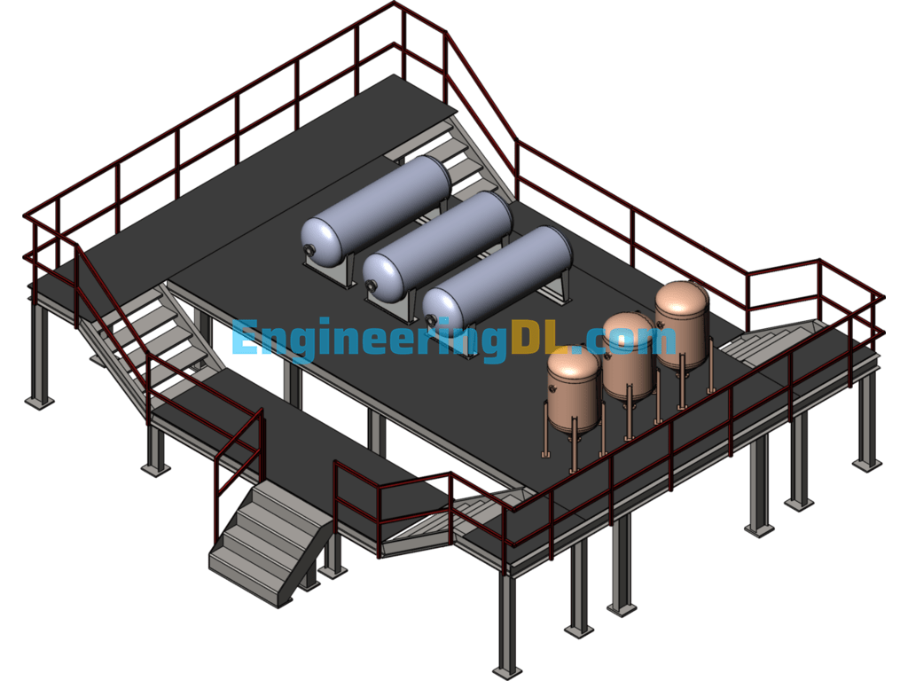 Platform Model With Reaction Tanks SolidWorks, 3D Exported Free Download